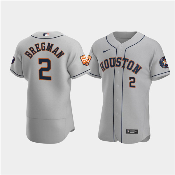 Men's Houston Astros #2 Jose Altuve Grey 60th Anniversary Flex Base Stitched Baseball Jersey